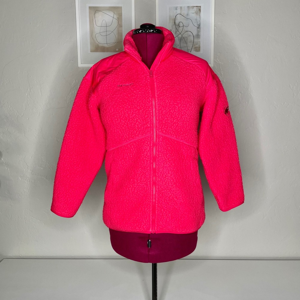 Mammut Fleece Jacket Womens L Pink Polartec Full Zip Sherpa Outdoor